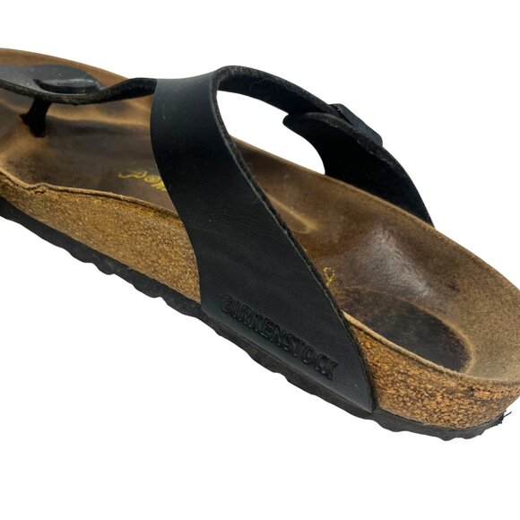 2 PAIR BIRKENSTOCK GIZEH SANDALS SZ 37 BLACK & TAUPE LEATHER SUEDE MADE GERMANY - Picture 14 of 16